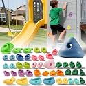 45 PCS Rock Climbing Holds for Kids,Rock Climbing Wall Grips Climbing Rocks Wall Kit for Indoor and Outdoor Playground Play Set with Hardware（Pastel Color）