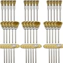 45-Piece Brass Wire Brush Set - Metal Rust Removal, Polishing, Cleaning - 1/8″ (3mm) Shaft - Removes Burrs, Dust, and Oxide Layer - Handles Rough Surfaces - Rotary Tool Accessories