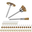 45 Pieces Brass Wire Brushes Wheel Cup Pen Brush Set Polishing Attachment Kit for Dremel Grinder Rotary Tools (Gold)