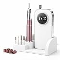 45000 RPM Nail Drill - Brushless Cordless Efile LCD Display & Heat Reduction Tech for Acrylic Gel Nails (White)