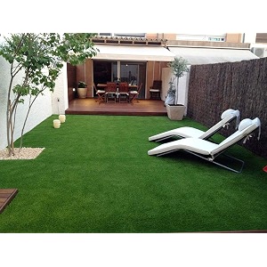 45mm polyester blend high density artificial grass green carpet for terrace roof garden with 4 layers protection-grass-35mm-15x72ft