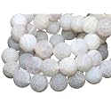 45pcs Adabele Natural Frosted Weathered White Agate Gemstone 8mm Round Beads