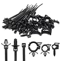 STHIRA 45pcs 3-Type Push Mount Cable Ties, Wire Clips & Retainers