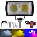 45W Fog Light LED Projector Lamp with Metal Body ? Dual Lens Spot Beam for Motorcycles, Scooty, Bikes, and Cars (12-24V, Pack of 1 with Switch, Multicolour)