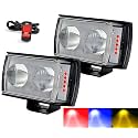 45W Fog Light LED Projector Lamp with Metal Body ? Dual Lens Spot Beam for Motorcycles, Scooty, Bikes, and Cars (12-24V, Pack of 2 with Switch, Multicolour)