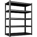 46" W Heavy Duty Garage Shelving - 5 Tier Metal Storage Shelves (2500 LBS Total Capacity), Adjustable Steel Utility Rack for Pantry, Warehouse, Basement, Shop - 71.2" Hx46 W x 20" D,Black