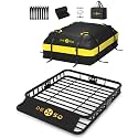 46" x 36" Universal Roof Rack Basket, 200 Lbs Capacity Rooftop Cargo Carrier Basket with 15 Cubic Feet (44" x 34" x 17") Waterproof Luggage Bag, for Suvs, Trucks, Vehiclesor Suvs, Trucks, Vehicles