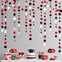 46 Ft Red Black and White Circle Dots Garland Hanging Paper Polka Dots Streamer for Graduations Birthday Bachelorette Engagement Wedding Bridal Shower Holiday Casino Poker Pirate Party Decorations
