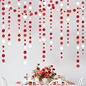 46 Ft Red Party Decorations Polka Dots Garlands Red and White Hanging Paper Circle Dots Streamer for Valentines Anniversary Birthday Graduation Wedding Christmas Holiday Bridal Shower Party Supplies