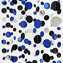 46Ft Navy Blue Black Silver Circle Dots Garland Royal Blue Black Polka Dots Streamer for Birthday Graduations Wedding Bridal Shower Nautical Ahoy Achor Pirate Themed Party Decorations Supplies