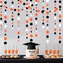 46Ft Orange Black Circle Dot Garland Black Orange and White Polka Dot Hanging Paper Streamer for Birthday Wedding Bridal Shower Fall Autumn Halloween Thanksgiving Party Decorations Supplies