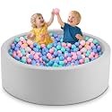 47.2" x 15.7" Foam Ball Pit for Toddlers, Baby Round Balls Pool for Babies 1-3, Kids Play Ball Pits for Boys and Girls, Balls Not Included, Grey