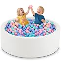 47.2" x 15.7" Foam Ball Pit for Toddlers, Baby Round Balls Pool for Babies 1-3, Kids Play Ball Pits for Boys and Girls, Balls Not Included, White