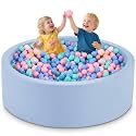 47.2" x 15.7" Foam Ball Pit for Toddlers, Baby Round Balls Pool for Babies 1-3, Kids Play Ball Pits for Boys and Girls, Balls Not Included, Lightblue