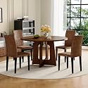 47" Round Dining Table Set for 4, Walnut Wood Grain Table and 4 Chairs Set