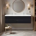 72'' Floating Bathroom Vanity with Sink, Bathroom Cabinet, Black