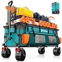 Originsure 300L Foldable Beach Wagon Cart with Big Wheels,560lbs,Turquoise