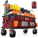 Originsure 300L Foldable Beach Wagon Cart with Big Wheels, 560lbs, Grey&amp;Red