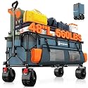 Originsure 300L Foldable Beach Wagon Cart with Big Wheels,560lbs,Grey&amp;Blue