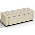 48" Ottoman with Storage, Storage Ottoman Bench with Safety Hinge, Upholstered Entryway Bench with Seating for Bedroom, Living Room, Holds up to 330 lb,Beige