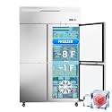 48"W Commercial Freezer 4 Door Stainless Steel Reach-in Solid Door Upright Fan Cooling 36 Cu.ft 2 Section Freezer -8-1°F for Restaurant, Bar, Shop