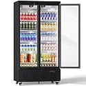 34 Cu.Ft Commercial Display Refrigerator, Space-Saving 2-Door Glass Front Merchandiser, Reach-in Beverage Cooler with Lock for Cafe, Office and Small Grocery, 10 Removable Shelves