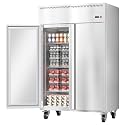 48 Inch W Commercial Freezer with 6 Adjustable Shelves,-8°F~0°F,Reach-in 36 Cu.ft 2 Door Stainless Steel Commercial Refrigerator Fan Cooling,Auto Defrost,for Restaurant,Bar,Kitchen,Shop
