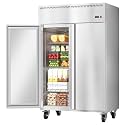 48" W Commercial Refrigerator Freezer Combo, 36 Cu.ft 2 Door Stainless Steel Commercial Refrigerator Fan Cooling, Auto Defrost