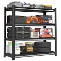48" W Garage Shelving Heavy Duty, 2200LBS Loads Adjustable Garage Storage Shelves,4-Tier Metal Storage Racks and Shelving Units, Utility Rack Shelves,48" W x 16" D x 63" H,Black