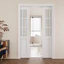Pocket Door,6-Lite Frosted Glass Doors,Solid Door,48 x 80 Door