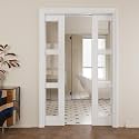 Pocket Door,3-Lite Clear Glass Doors,French 48x80 Sliding Door