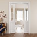 Pocket Door,Half-Lite Clear Glass Doors,Solid Door,48x80 Door