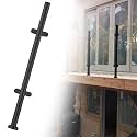 48 44 40 36 32 28 24 in Height Round Glass Railing Post, Glass Stair Railing Post System for Atrium Dividers, Stainless Steel Pillar Clamps Vitreous(A-MID,Height 48in/120cm)