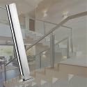 48 44 40 36 32 28 24 in Height Fence Balustrade Post, Porch Glass Fence Clamp Pole, Deck Fence Vitreous Railing Column for Indoor &amp; Outdoor Fences(A-MID,Height 48in/120cm)