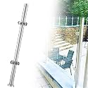 48 44 40 36 32 28 24 in Height Round Glass Railing Post, Glass Stair Railing Post System for Atrium Dividers, Stainless Steel Pillar Clamps Vitreous(C-Corner,Height 44in/110cm)