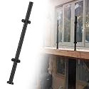 48 44 40 36 32 28 24 in Height Round Glass Railing Post, Glass Stair Railing Post System for Atrium Dividers, Stainless Steel Pillar Clamps Vitreous(A-Corner,Height 32in/80cm)