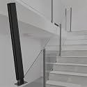 48 44 40 36 32 28 24 in Height Fence Balustrade Post, Porch Glass Fence Clamp Pole, Deck Fence Vitreous Railing Column for Indoor &amp; Outdoor Fences(B-MID,Height 48in/120cm)