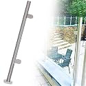 48 44 40 36 32 28 24 in Height Round Glass Railing Post, Glass Stair Railing Post System for Atrium Dividers, Stainless Steel Pillar Clamps Vitreous(C-Edge,Height 36in/90cm)