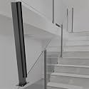 48 44 40 36 32 28 24 in Height Fence Balustrade Post, Porch Glass Fence Clamp Pole, Deck Fence Vitreous Railing Column for Indoor &amp; Outdoor Fences(B-Edge,Height 28in/70cm)