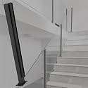 48 44 40 36 32 28 24 in Height Fence Balustrade Post, Porch Glass Fence Clamp Pole, Deck Fence Vitreous Railing Column for Indoor &amp; Outdoor Fences(B-Corner,Height 24in/60cm)