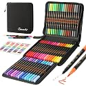 48 Color Duo Tip Pens Art Markers Set,96 Nibs Fine and Brush Tip for Adult Coloring Book Journaling Note Taking Lettering Calligraphy Drawing Pens Supplies