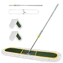 48-Inch Commercial Dust Mop for Hardwood Floors, Large Dry Mop with 2 Pcs Reusable Cotton Yarn Head, Telescopic Stainless Steel Handle - Ideal for Industrial Floor Cleaning, Marble,