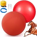 48 Inch Giant Herding Ball with Cover Anti Burst Ball Please Watch VCR for How to Inflation Large Horse Toys for Horse Stable Entertainment Play, Pump Included(Red)