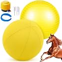 48 Inch Giant Herding Ball with Cover Anti Burst Ball Please Watch VCR for How to Inflation Large Horse Toys for Horse Stable Entertainment Play, Pump Included (Yellow)