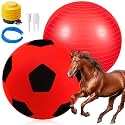 48 Inch Giant Herding Ball for Horses with Covers and Pump, Red-black