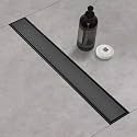 48‑Inch Linear Shower Drain, Matte Black Tile‑Insert Panel