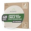 48 inch Round 1/4" Thick Pencil Polished Edge Clear Glass Table Top with 6 Bumpers - Tempered, Scratch Resistant &amp; Safety Replacement Glass for Dining, Coffee, Patio &amp; End Tables