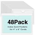 48 Pack Adhesive Index Card Holders, Clear 4 x 6 Label Pockets