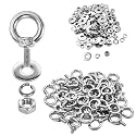 48 Pack M4 Stainless Steel Eye Bolts with Nuts &amp; Washers, M4x0.39 L