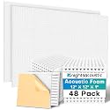 48 Pack Sound Proof Foam Panels for Walls with Self Adhesive, 12x12x1 Acoustic Foam Panels, High Density Acoustic Panels Sound Absorbing, Fire Resistant Studio Sound Proofing White